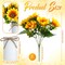 Spring Tabletop Decor – 6 Sets Artificial Sunflower Centerpieces with White Vase, Rustic Faux Sunflowers for Tables, Kitchen, Dining, and Farmhouse Home Décor